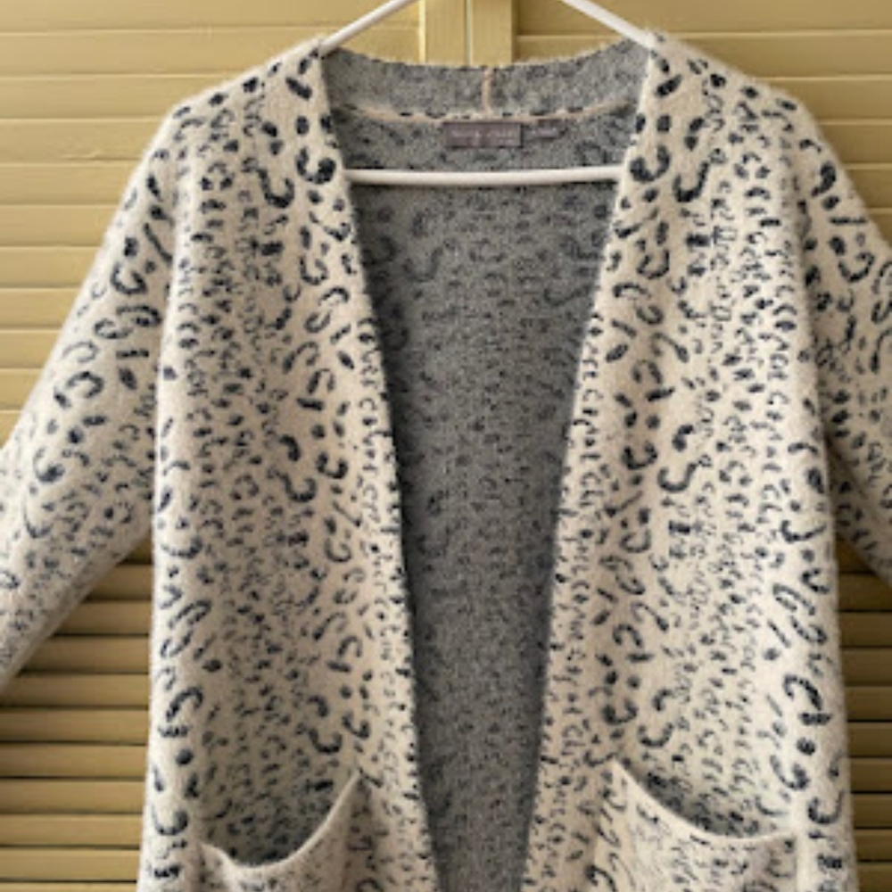 Leopard Print Open Front Sweater